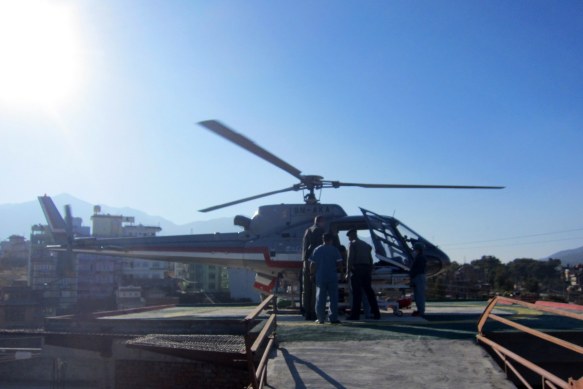 Unloading Scarlett from the Helicopter