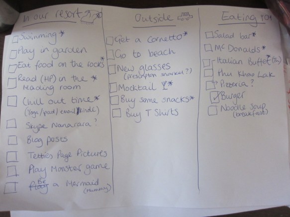 Our planned activites in Khao Lak