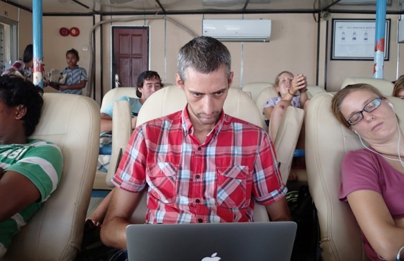 Passing the time with some light programming during our 7-hour ferry crossing to Flores