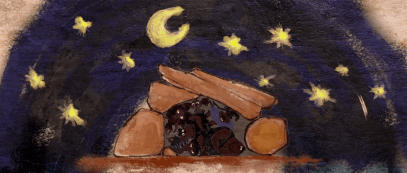 The Croods sleeping in a pile in their cave – how it sometimes seems when we're in a small room